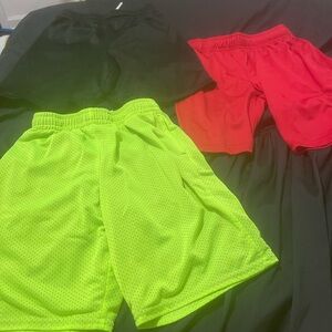 Set of Three Athletic Shorts - Black, Red, Neon Green